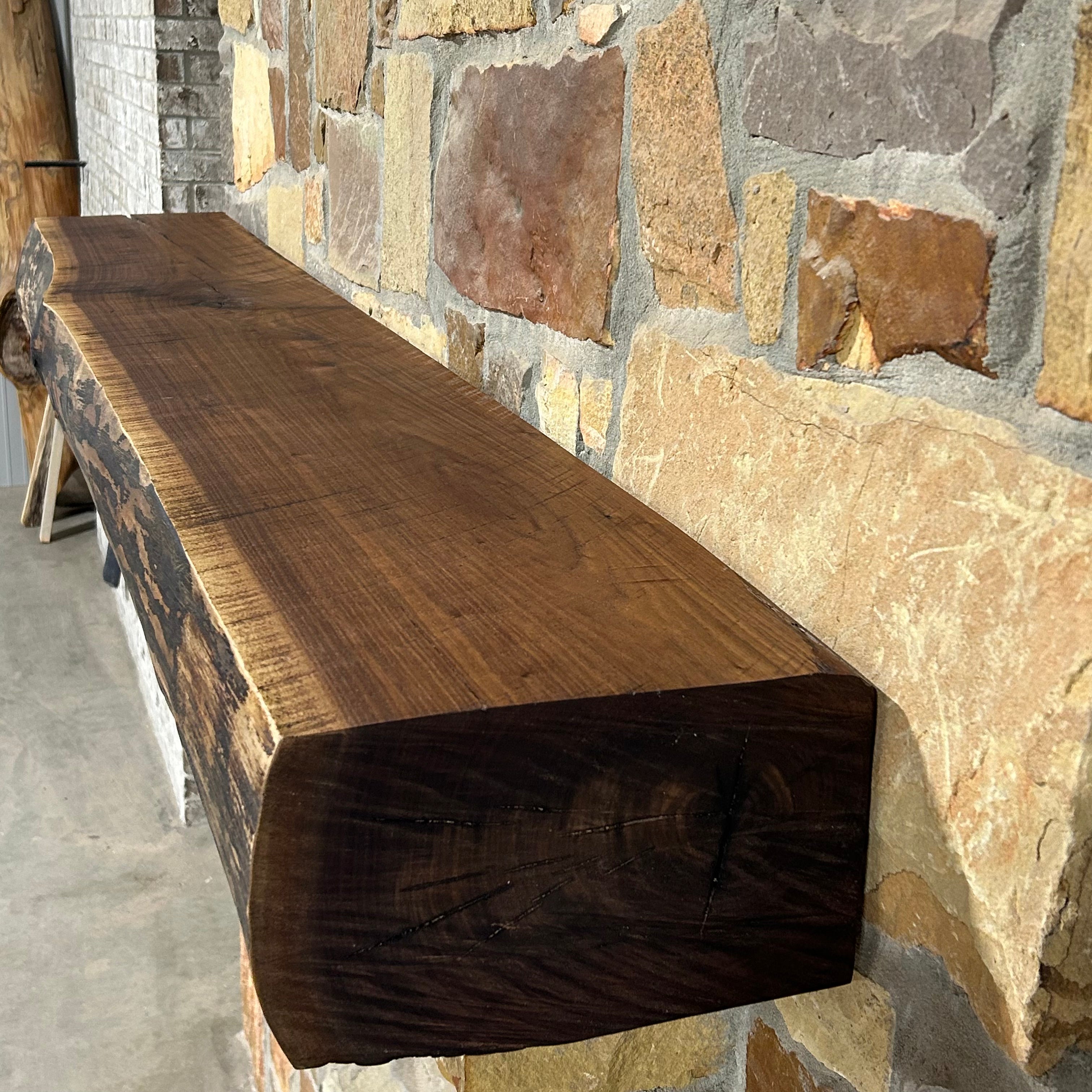 Live Edge Walnut Fireplace Mantel | The Forest Store