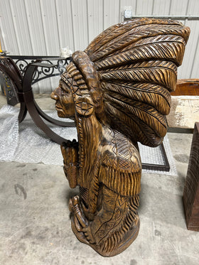 Indian Headdress Full Bust with Cigars Carving - 0