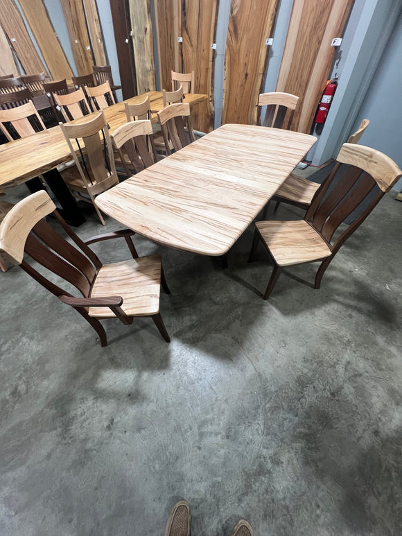 Galveston Table Set - Wormy Maple Top W/ Rustic Walnut