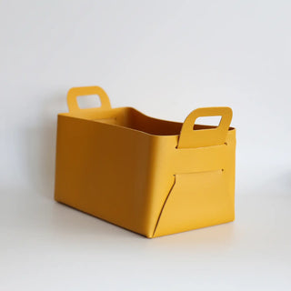 Vegan Leather Storage Basket | Medium | Yellow