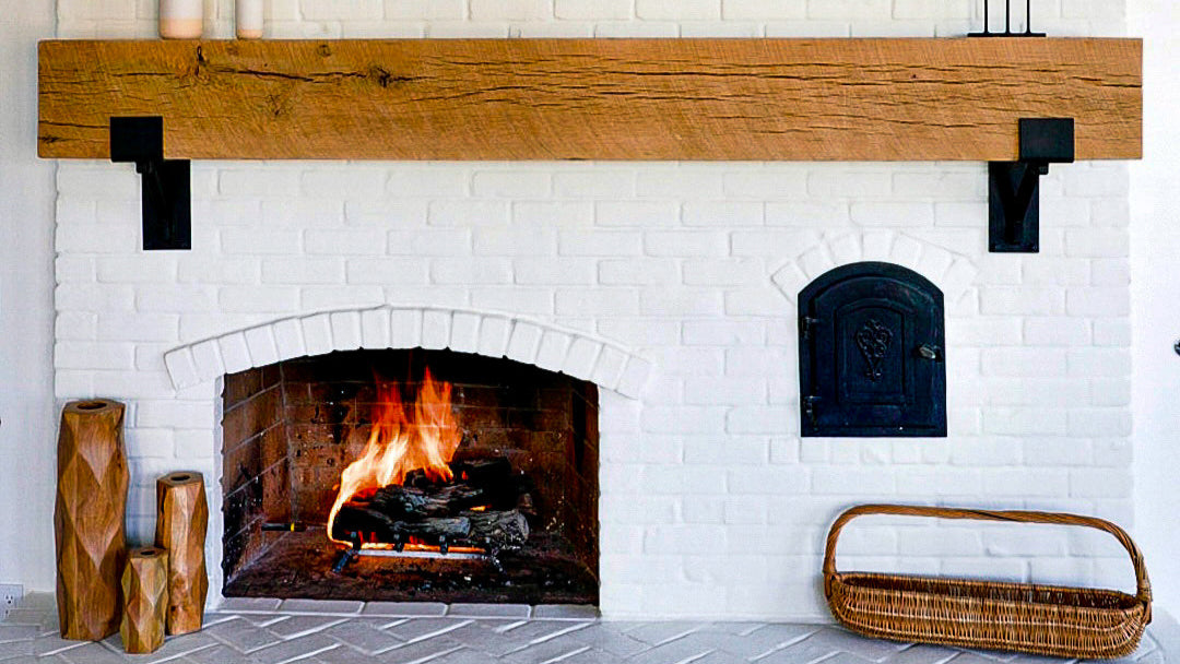 Beam fireplace mantel sq