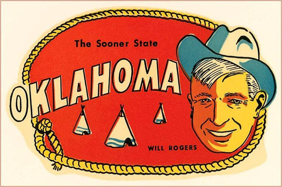 Found Image Press - Postcard OK-90 Sooner State, Will Rogers