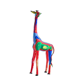 Recycled flip flop made into a colorful giraffe sculpture that is great for kids.