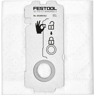 Festool 204308 Self-Cleaning Filter Bags For CT 15 / CT MINI I / CT MIDI I, 5-Pack