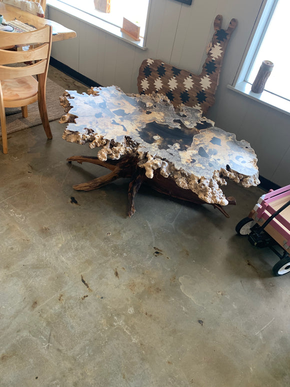 Buckeye Burl Coffee Table w/ Locust Base
