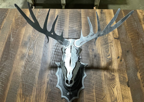 Metal Silver Deer Head Mount