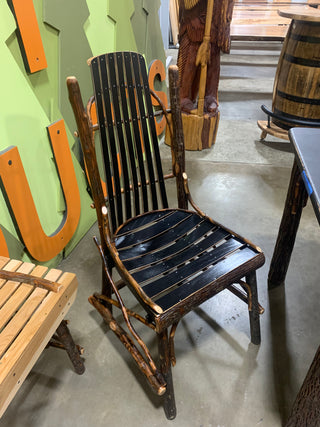 Distressed Black Painted Wood Chair