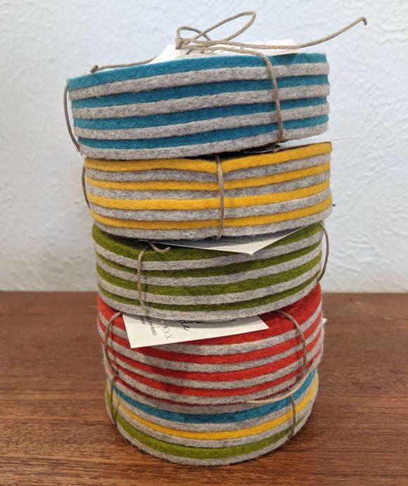 Foxly Handmade Wool Coaster- Yellow - Set of 4