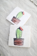 Lace, Grace & Peonies Marble Coasters - Watercolor Cactus Marble Coaster-4