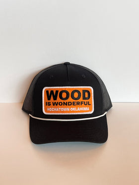 Wood Is Wonderful Hochatown OK Black Richardson Trucker Hat
