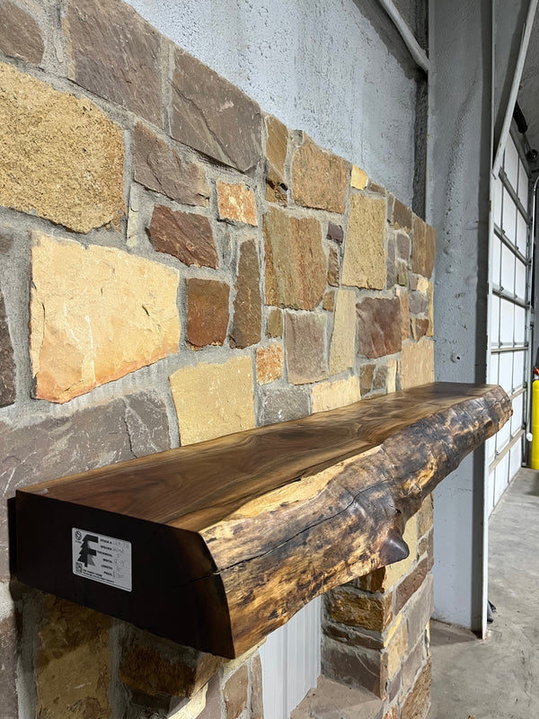 Live Edge Walnut Fireplace Mantel