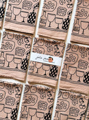 Julie Peach - Picnic on Taupe Tea Towel - 100% Cotton-2