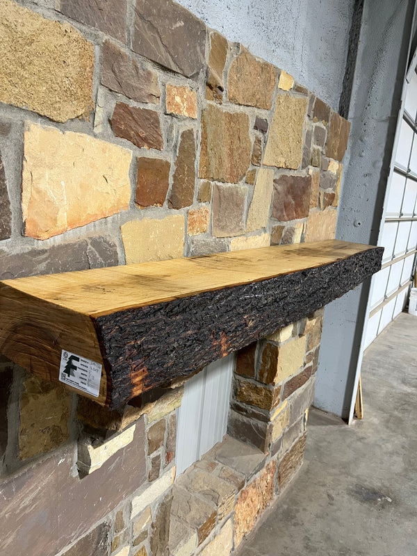 Live Edge Hickory Fireplace Mantel