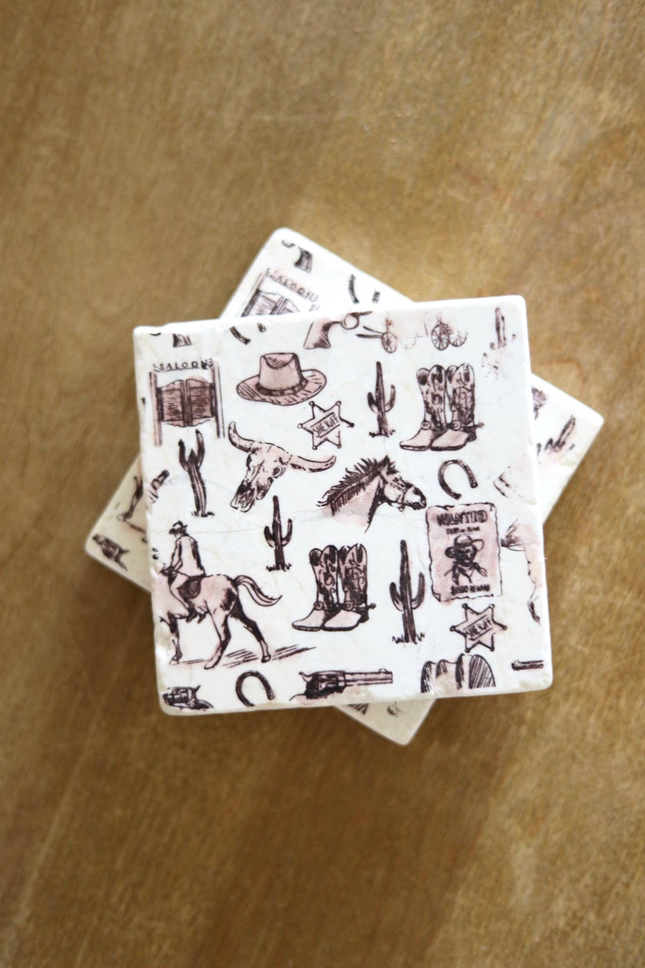 Lace, Grace & Peonies Marble Coasters - Western Toile Marble Coaster - 0