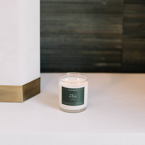 Calyan Wax Co. - Fir + Clove - Clear Glass Tumbler Soy Candle