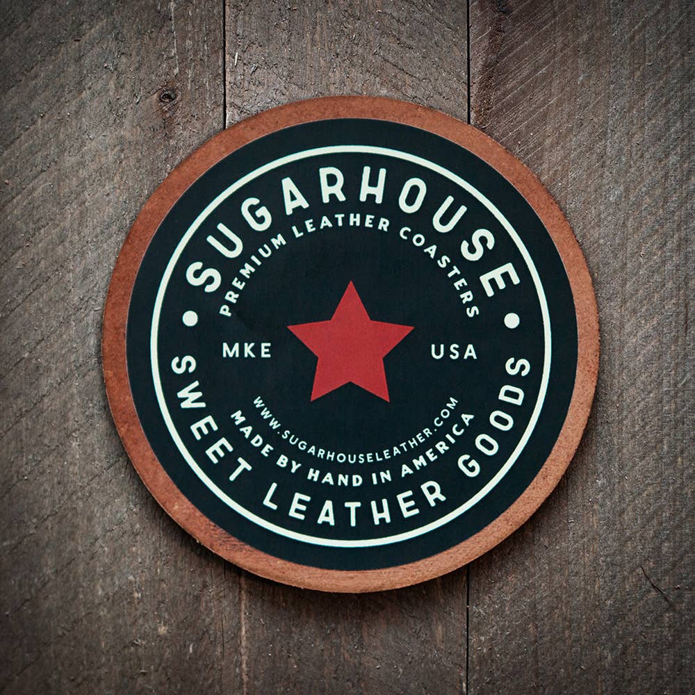 Sugarhouse Leather - Hochatown, Oklahoma Leather Coaster - 0