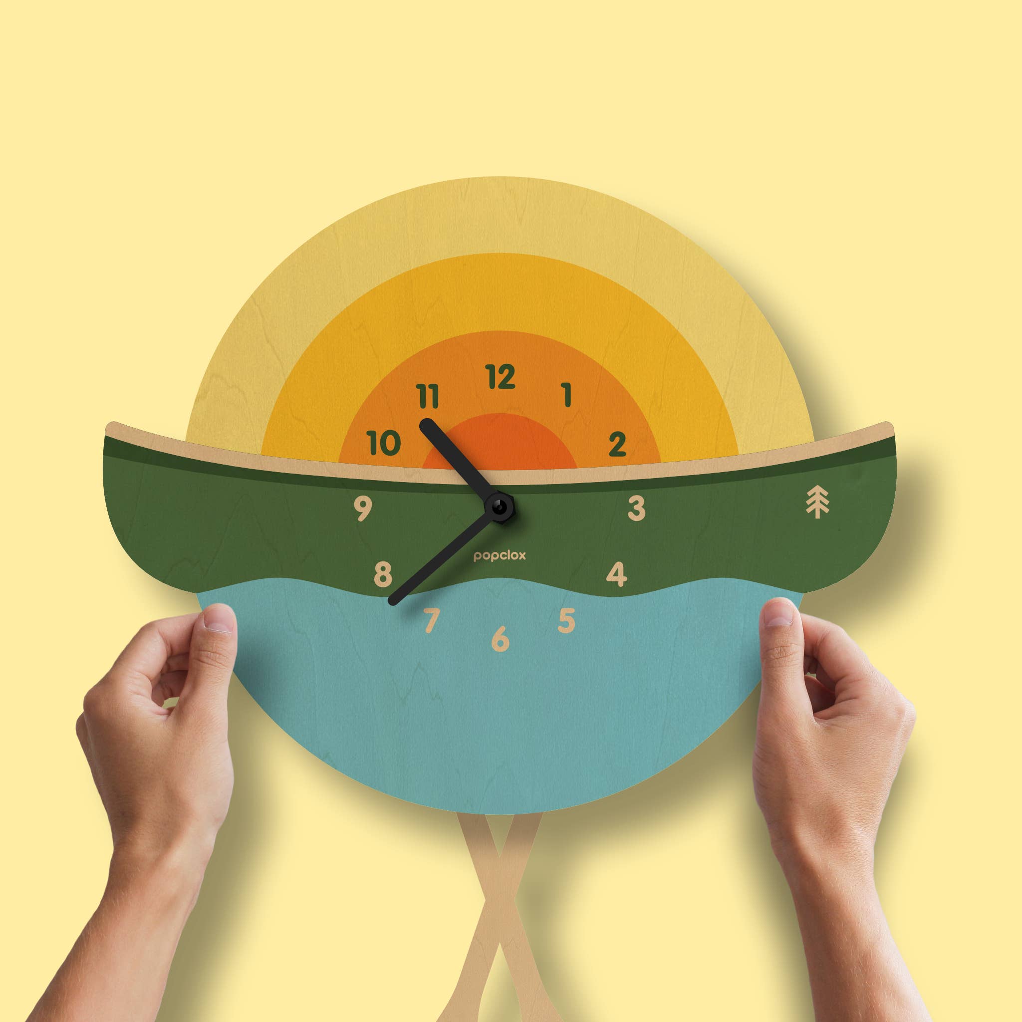 Popclox - Canoe Pendulum Clock - Wood - 0