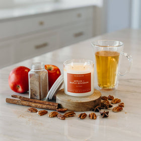 Calyan Wax Co. - Apples + Maple Bourbon - Clear Glass Tumbler Soy Candle - 0