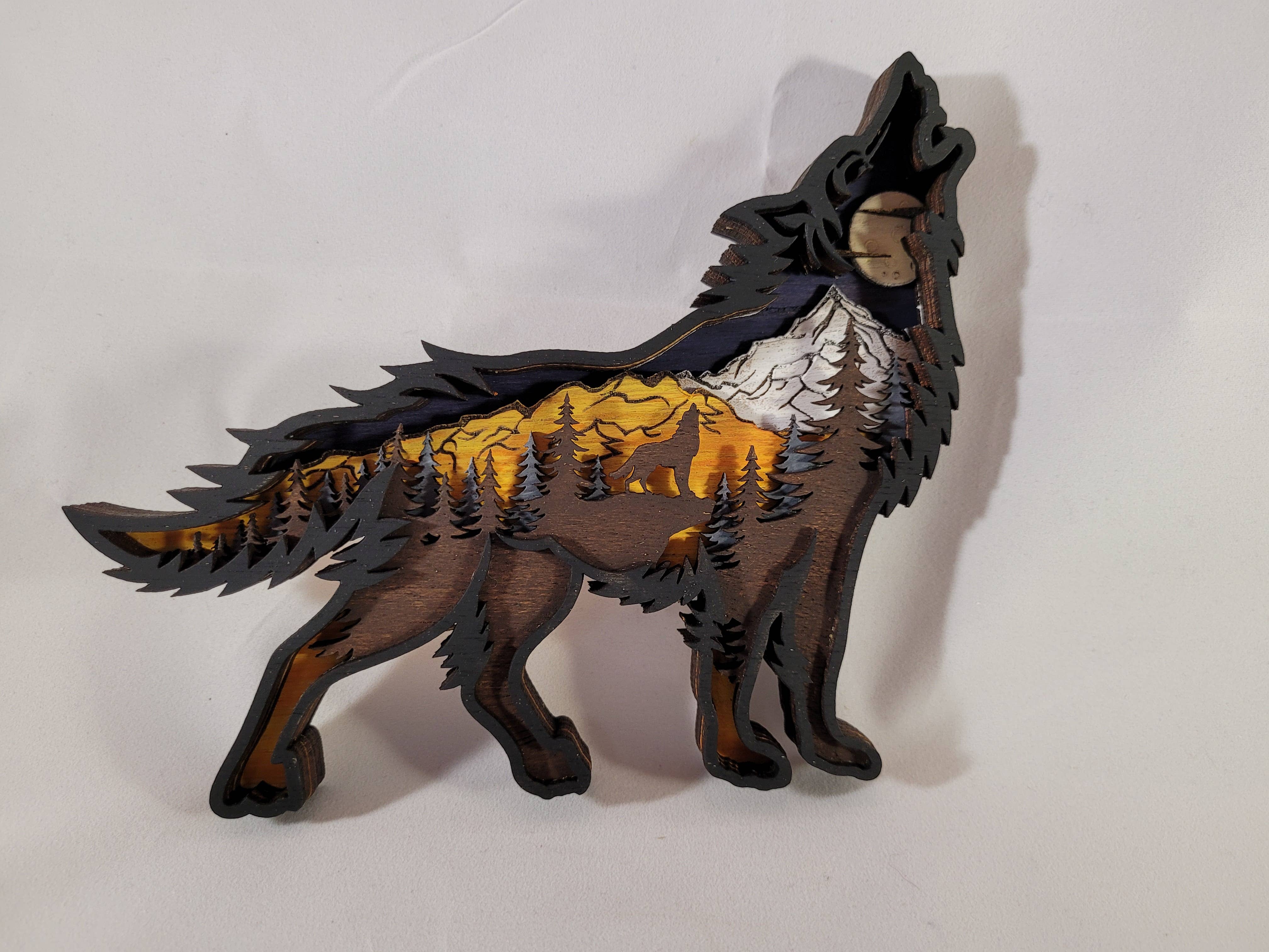 Burning Country - 3D Multi Layer Wolf - 0