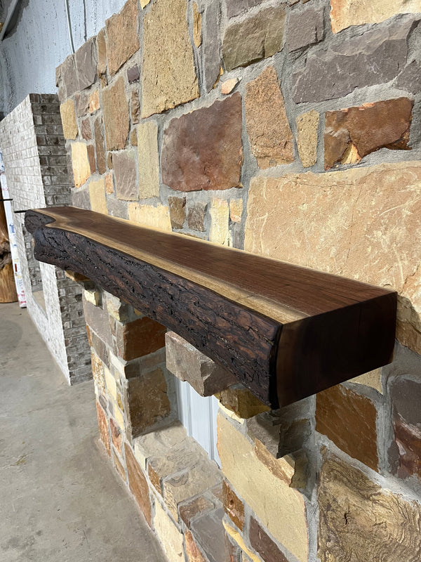 Live Edge Walnut Fireplace Mantel