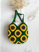 Quince Fables - Hand-Crochet Sunflower Mini Green Tote Bag🪡-1