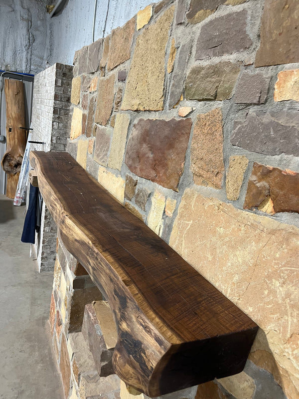 Live Edge Walnut Fireplace Mantel