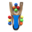 Little Lark - Classic Wooden Slingshot, Primary Rainbow Felt Balls: Grass Green with Primary Rainbow