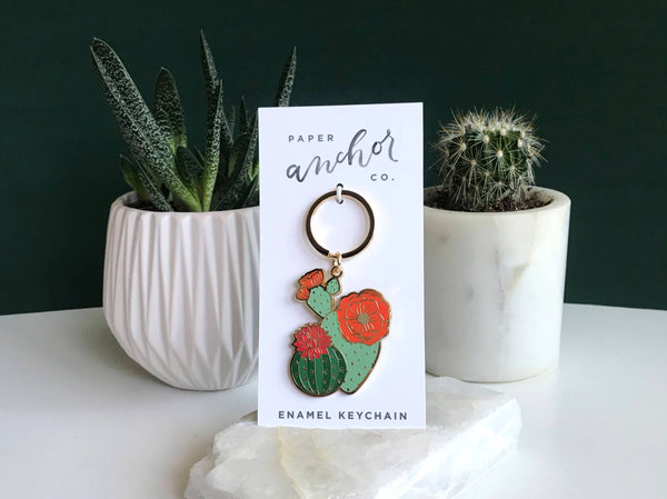 Paper Anchor Co. - Blooming Cacti Plant Keychain | Valentine Gifts