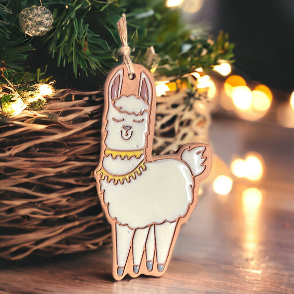 Little Clay Hen - Llama / Alpaca Artisanally Crafted Ornament: Cream
