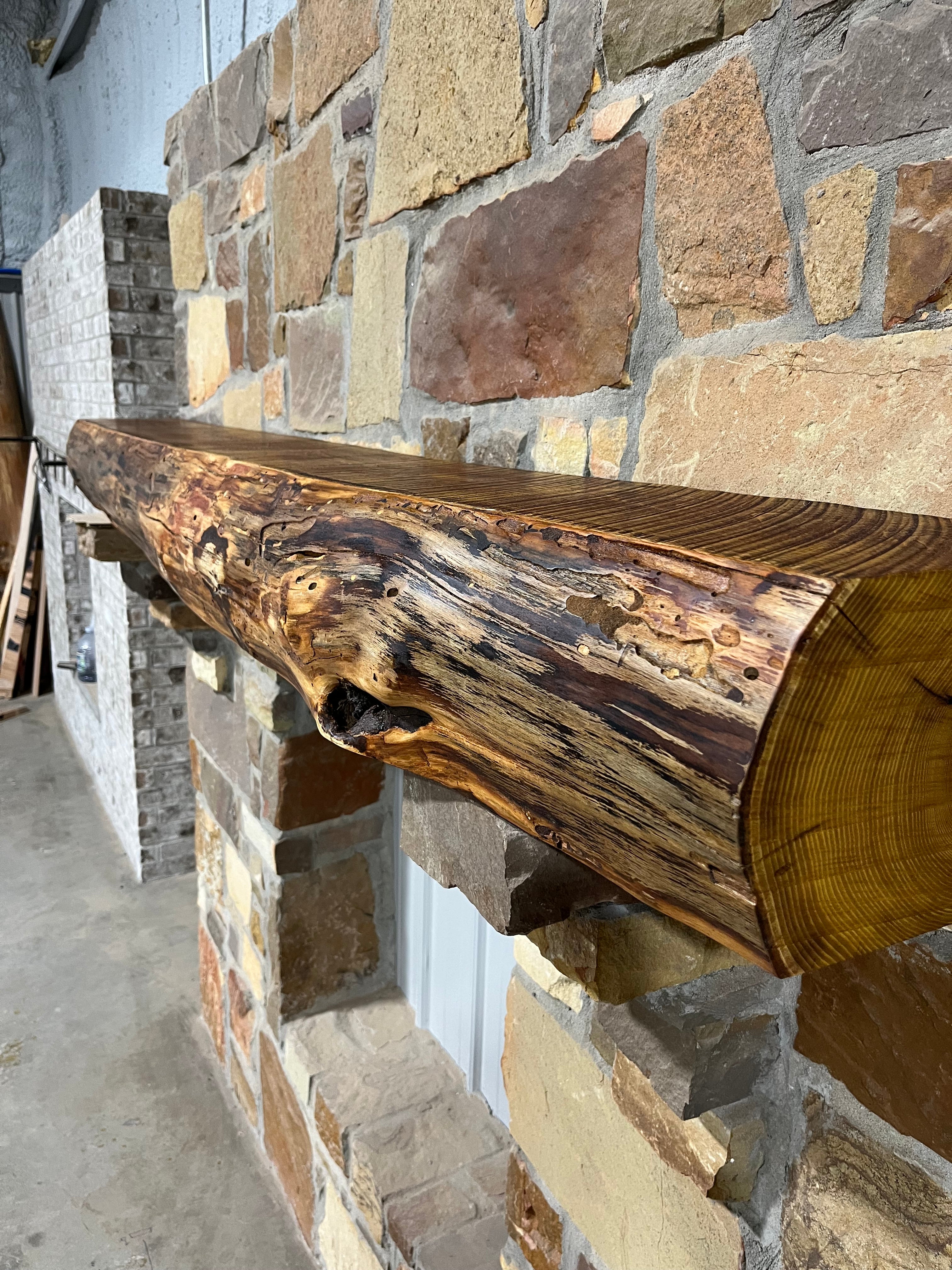 Live Edge Bois D'Arc Fireplace Mantel - 0