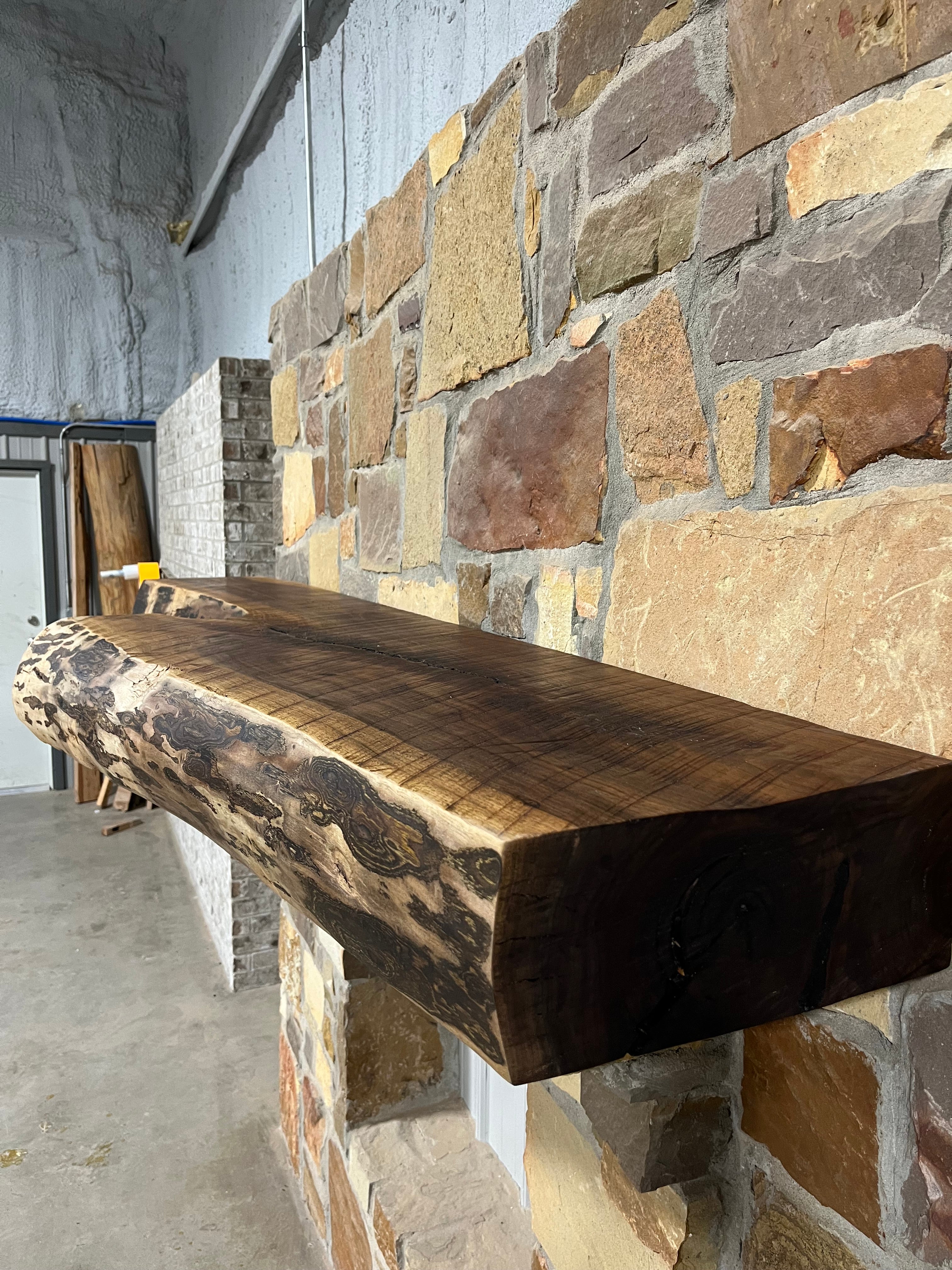 Live Edge Walnut Fireplace Mantel - 0