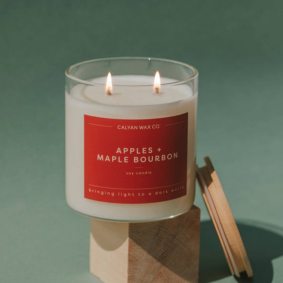 Calyan Wax Co. - Apples + Maple Bourbon - Clear Glass Tumbler Soy Candle