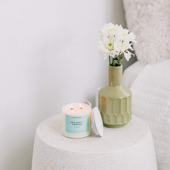 Calyan Wax Co. - Sea Mist + Freesia - Clear Glass Tumbler Soy Candle