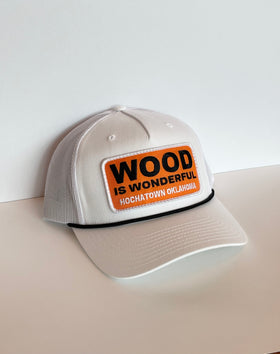 Wood Is Wonderful Hochatown OK White/ Black Richardson Trucker Hat