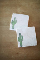 Lace, Grace & Peonies Marble Coasters - Saguaro Cactus Stone Coaster-1