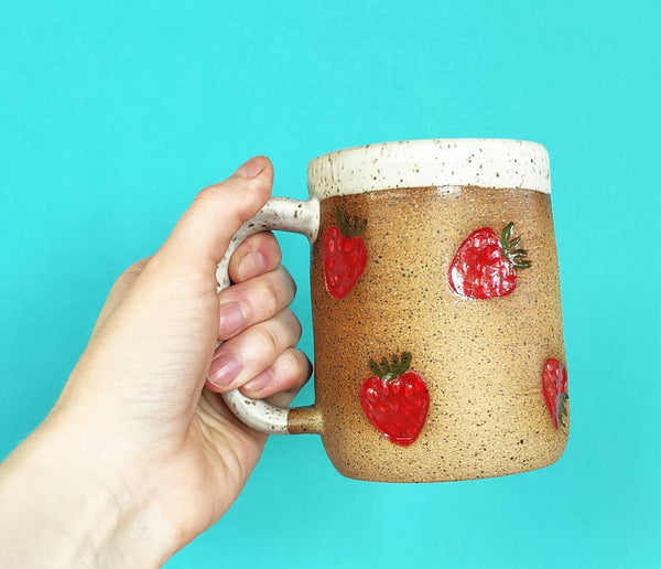 Osso Ceramics - Strawberry Stamped Mug: 12 fl oz