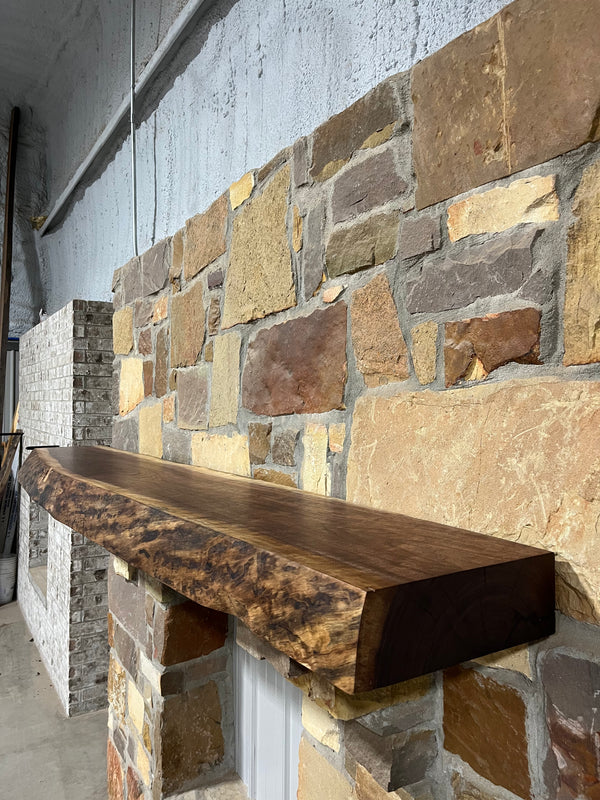 Live Edge Walnut Fireplace Mantel