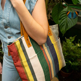 Altiplano - Handwoven Striped Shoulder Tote - 0