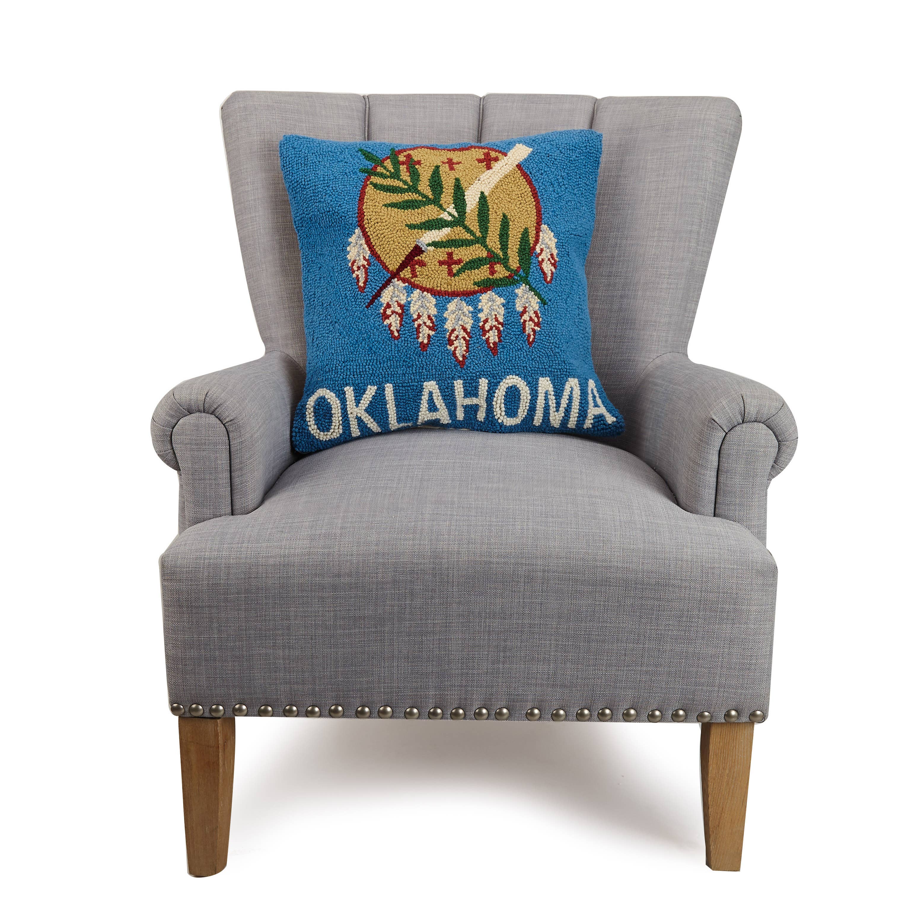 Peking Handicraft - OKLAHOMA FLAG HOOK PILLOW | The Forest Store