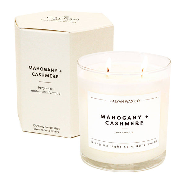 Calyan Wax Co. - Mahogany + Cashmere - Glass Tumbler Soy Candle