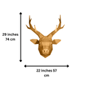 PAPERCRAFT WORLD - Gold Deer Head PaperCraft Origami Wall Art