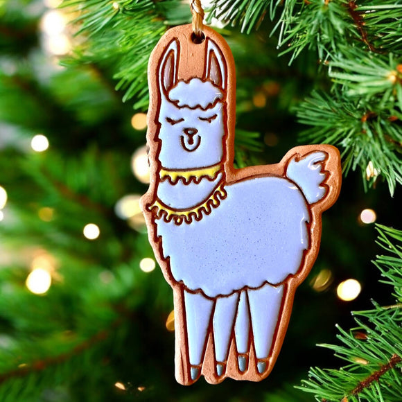Little Clay Hen - Llama / Alpaca Artisanally Crafted Ornament: Cream