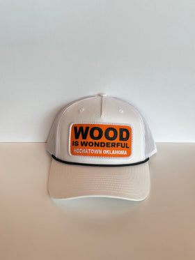 Wood Is Wonderful Hochatown OK White/ Black Richardson Trucker Hat - 0