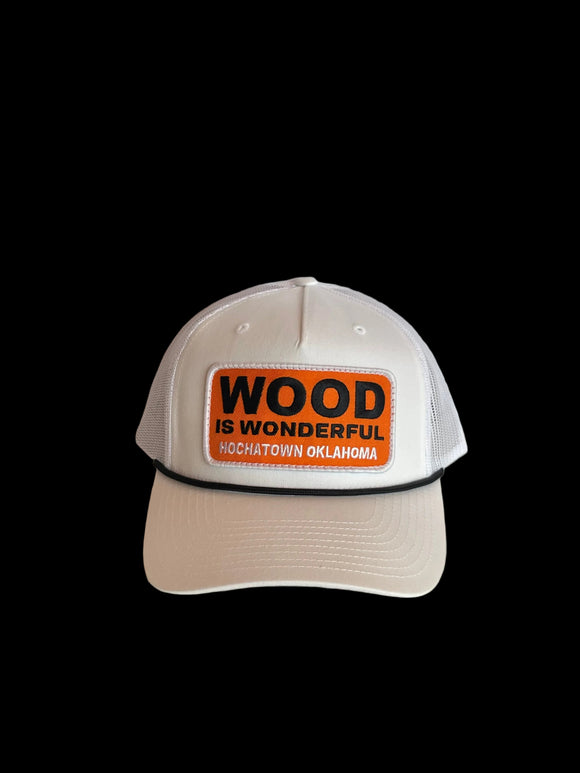 Wood Is Wonderful Hochatown OK White/ Black Richardson Trucker Hat
