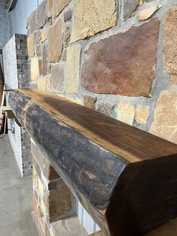 Live Edge Walnut Fireplace Mantel