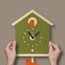 Popclox - Birdhouse Pendulum Clock - Wood: Green-7