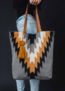 Panache Apparel Co. - Gray, Black, Mustard & Cream Aztec Tote-1
