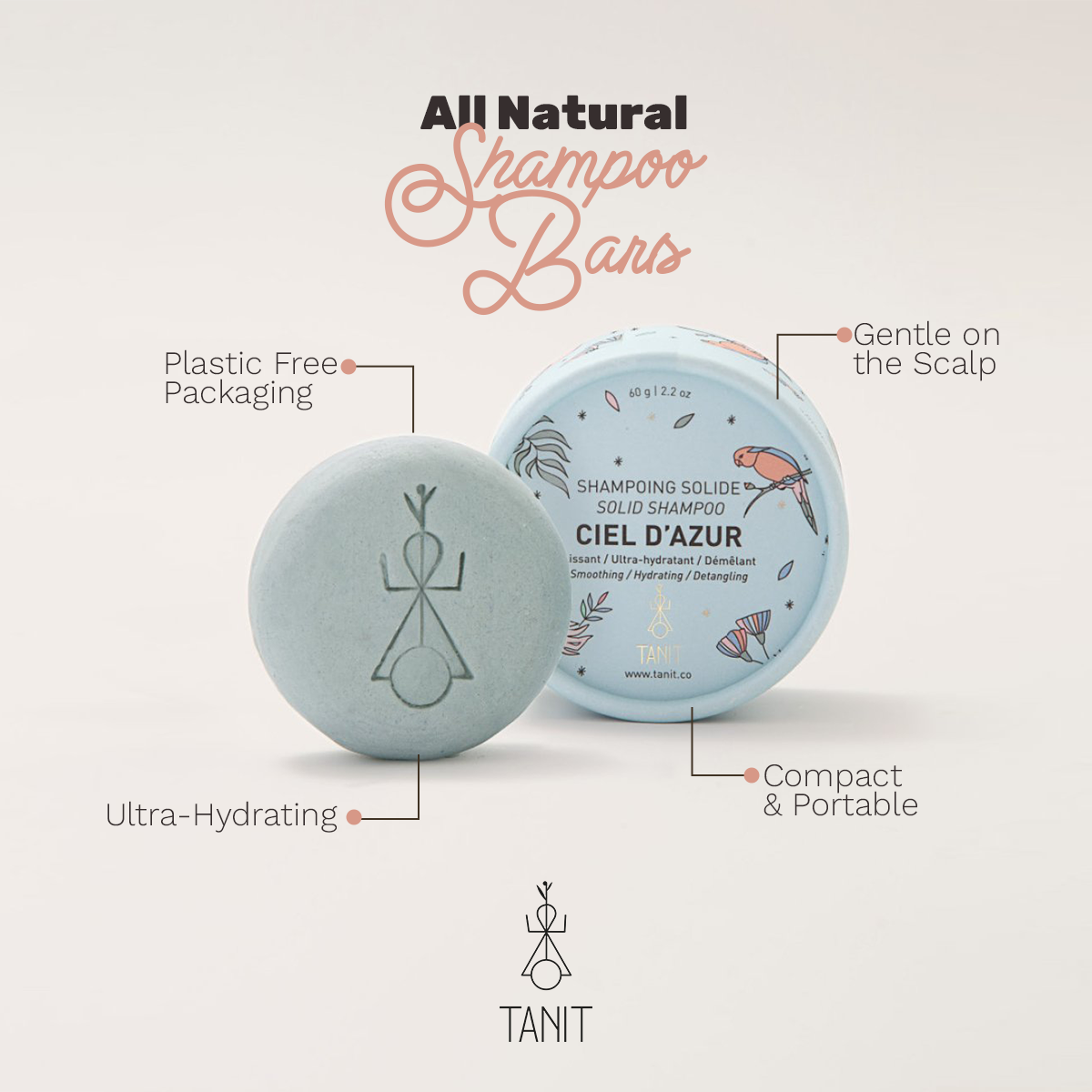 Shampoo Bar - Ciel D'Azur – Dry & brittle hair hydration: Yes / 2.2 oz / 60g / CIEL D'AZUR – Dry & brittle hair hydration | Smooth + Hydrate + Repair - 0
