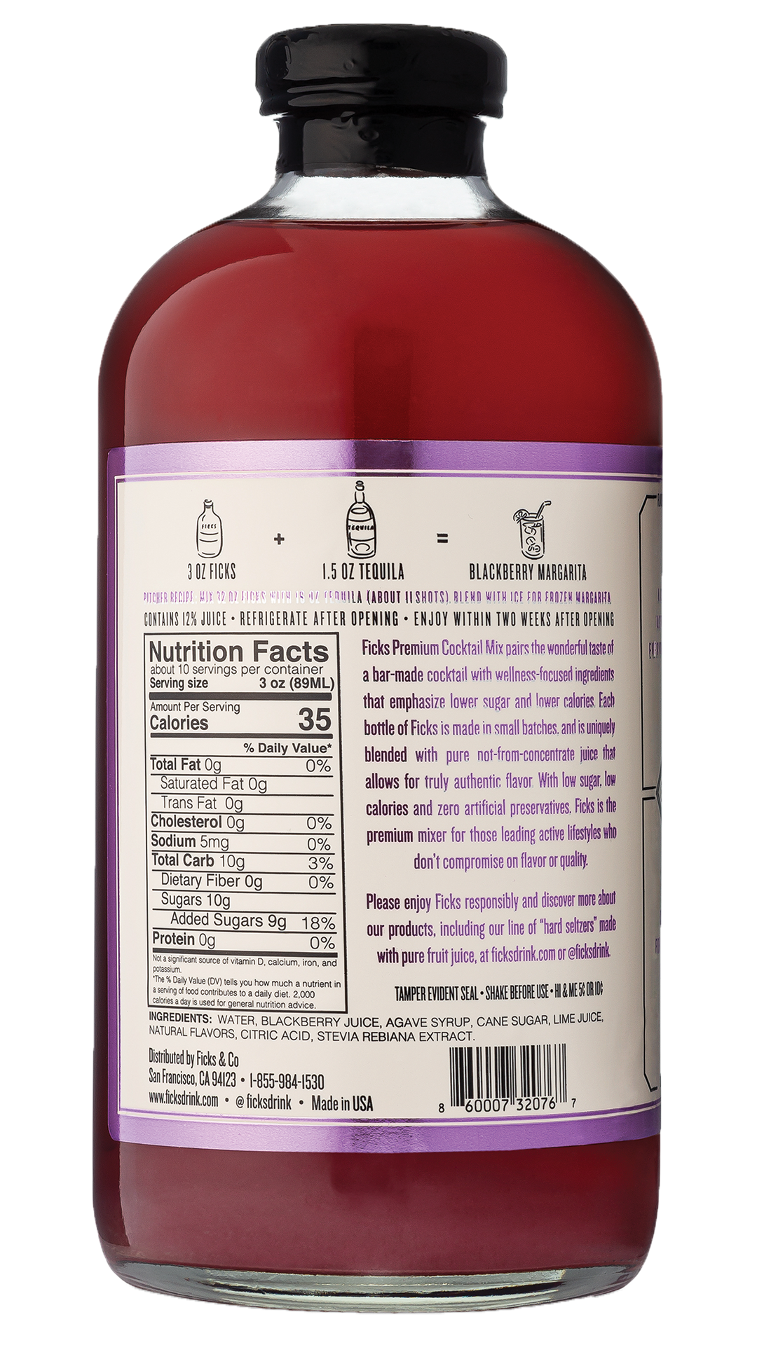 FICKS - FICKS Premium Blackberry Margarita Cocktail Mix/Syrup - 0