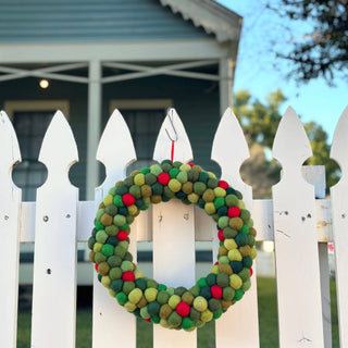 Deer Harbour Design - Felt Christmas Pompom Ball Wreath - Greenery